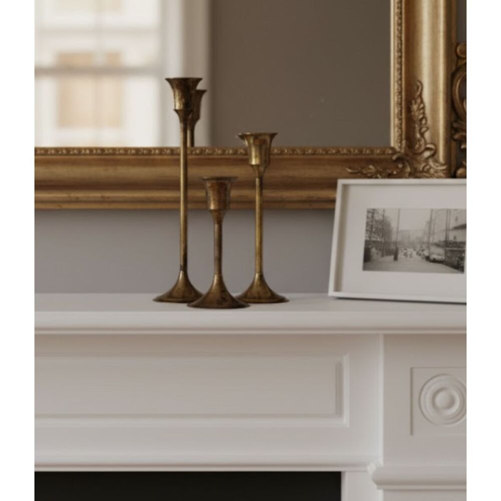 International Silver 3 Piece Candle Stick Set MCM Decor Silver Candle Sticks